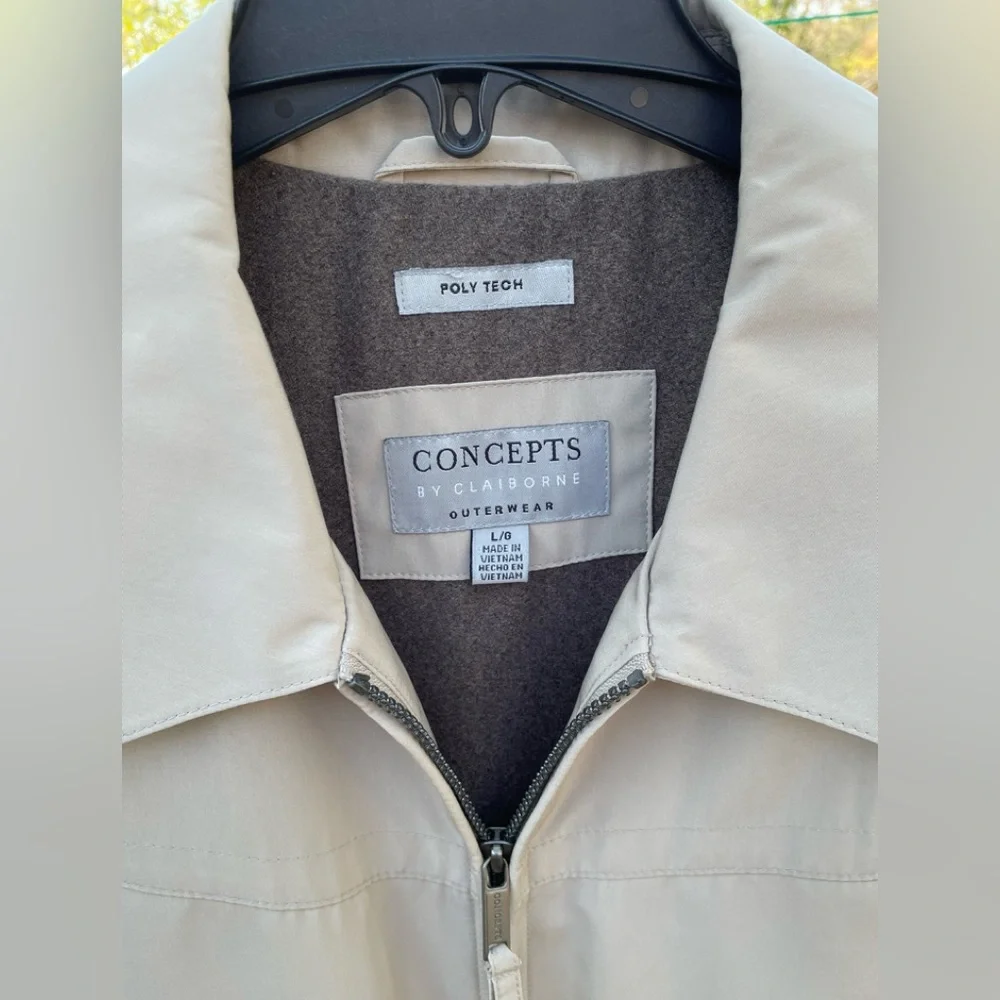 Concepts by Claiborne Outerwear Poly Tech Insulated Zippered Tan Jacket - Picture 3 of 6